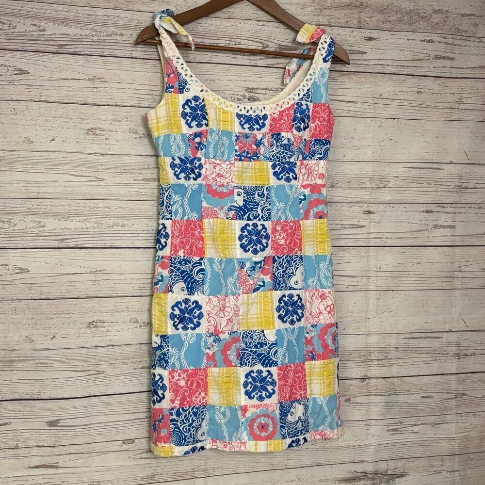Lily Pulitzer Quilted Dress Neck Rope Detailing S4 - Picture 2 of 7